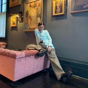 Proenza Schouler - Blue Rib Collared Cardigan - Size Small